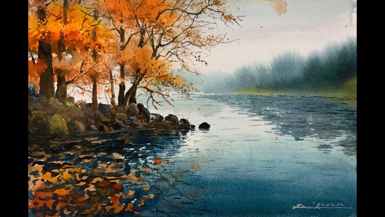 Autumn Landscape Watercolor Tutorial