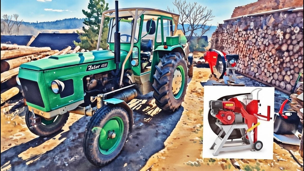 Firewood Petrol Log Saw HECHT 890 / ZETOR 4511 / PF62 Motorobot #4K #realsound