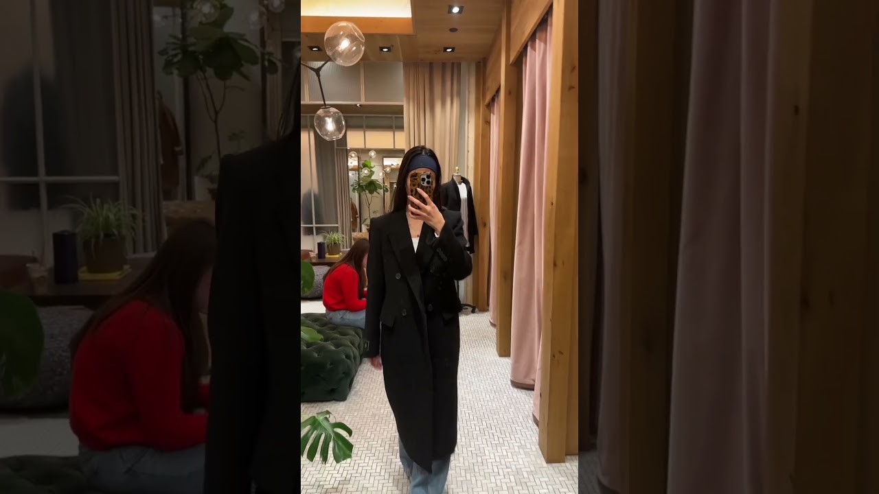 Trying on every black coat from Aritzia for my NYC trip :) ￼#longcoat #winterfashion #aritzia