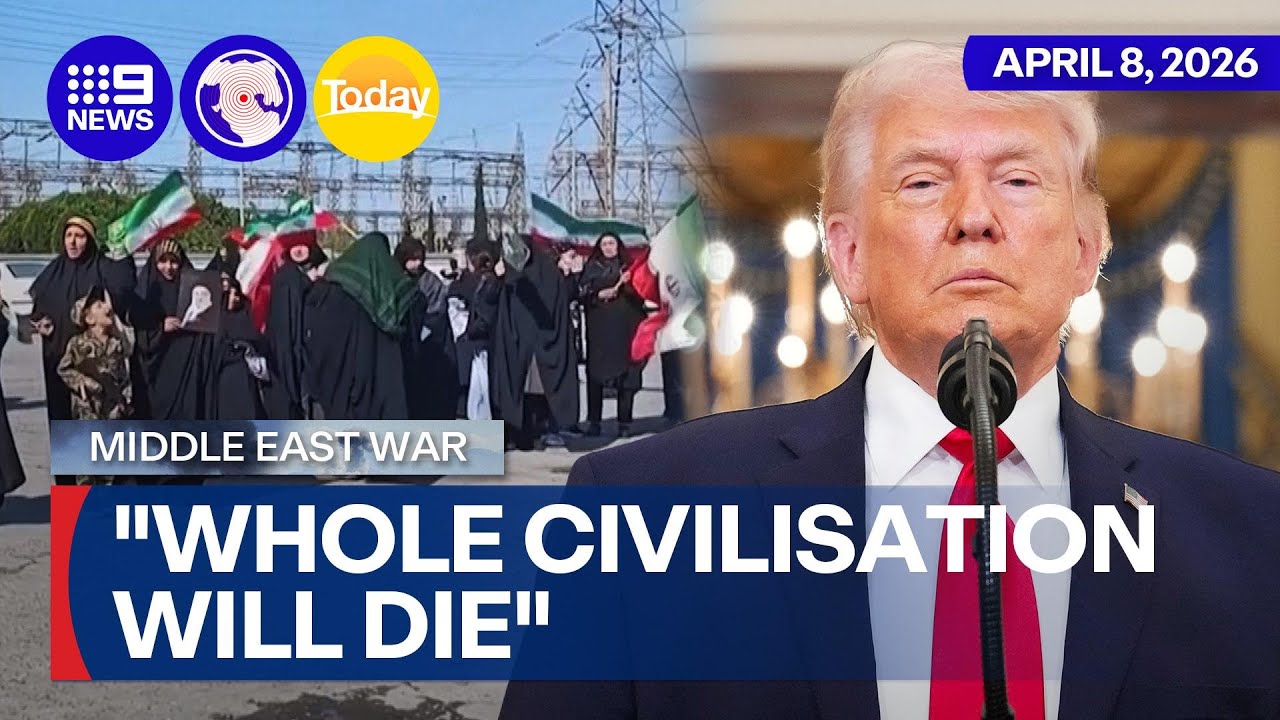 Iranian citizens form human chains around infrastructure as U.S. deadline looms | 9 News Australia