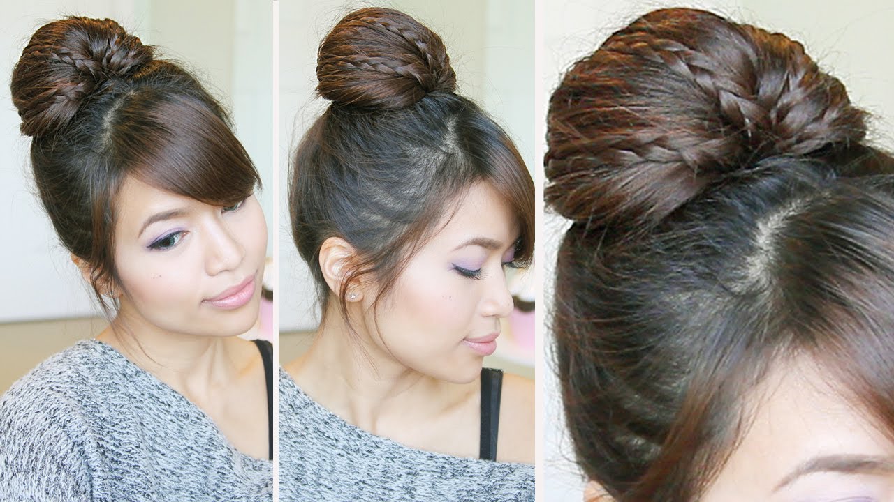 Braided Fan Bun Updo Hairstyle for Medium Long Hair Tutorial - Bebexo