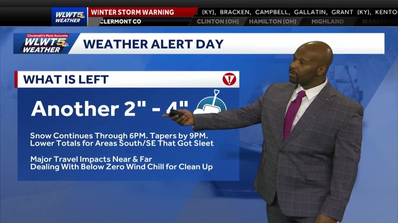 Winter storm to drop few more inches of snow before moving out