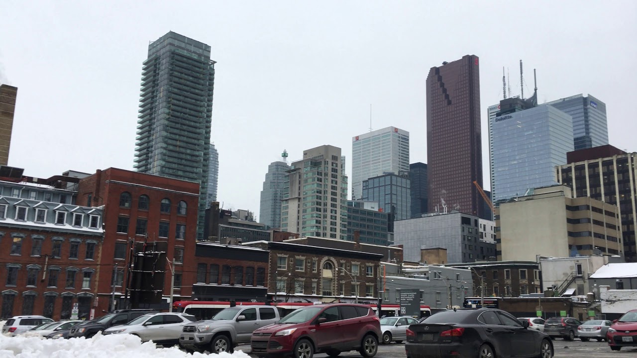 Downtown Toronto Walk - Up Jarvis Street And Some Snowy Residential Side Streets - 4K