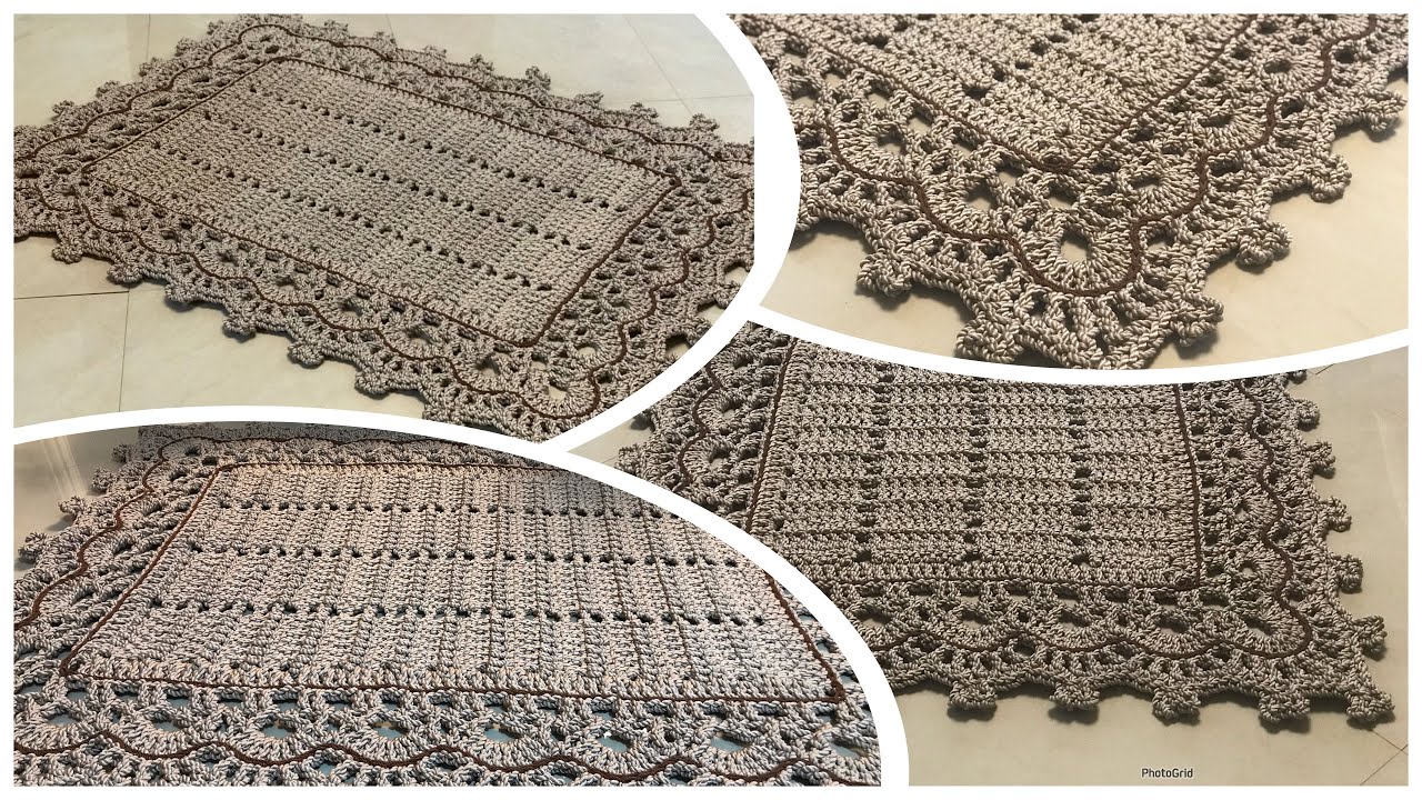 سجاده مستطيلة بخيط المكرمية السميك(crochet rug)الجزء1