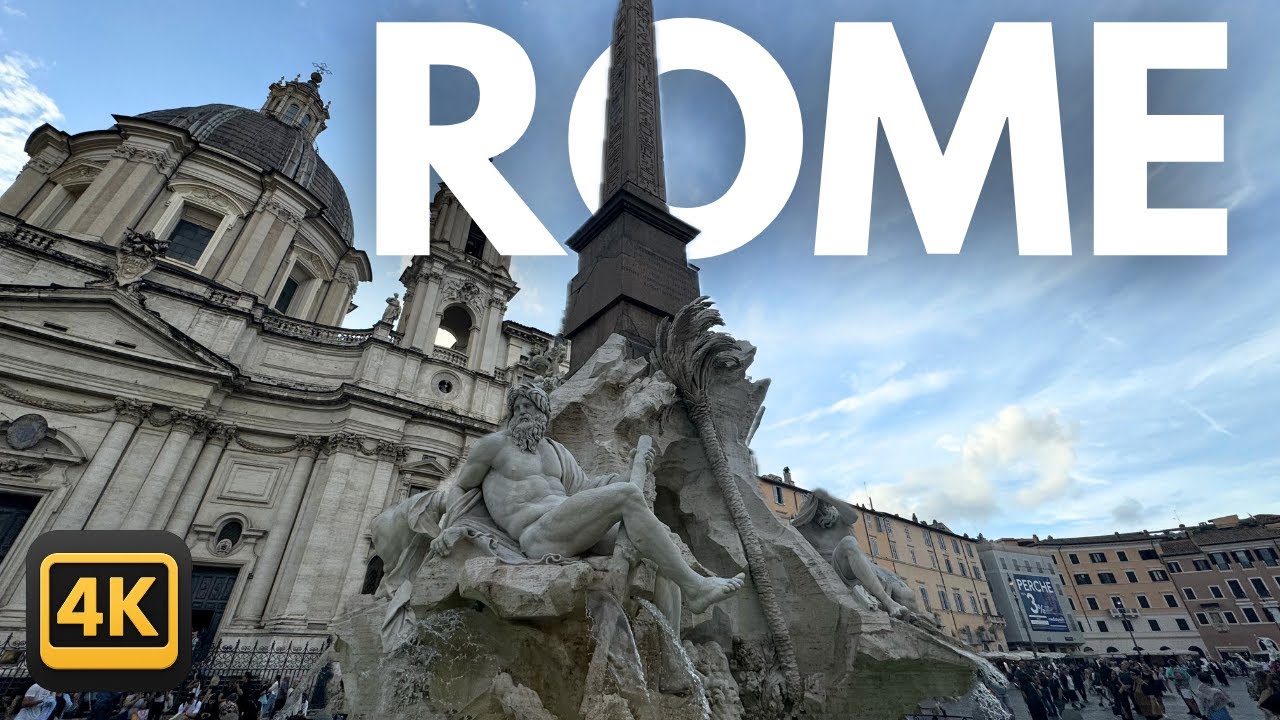 Rome, Calm Walking in streets, Virtual Tour, Italy, Europe