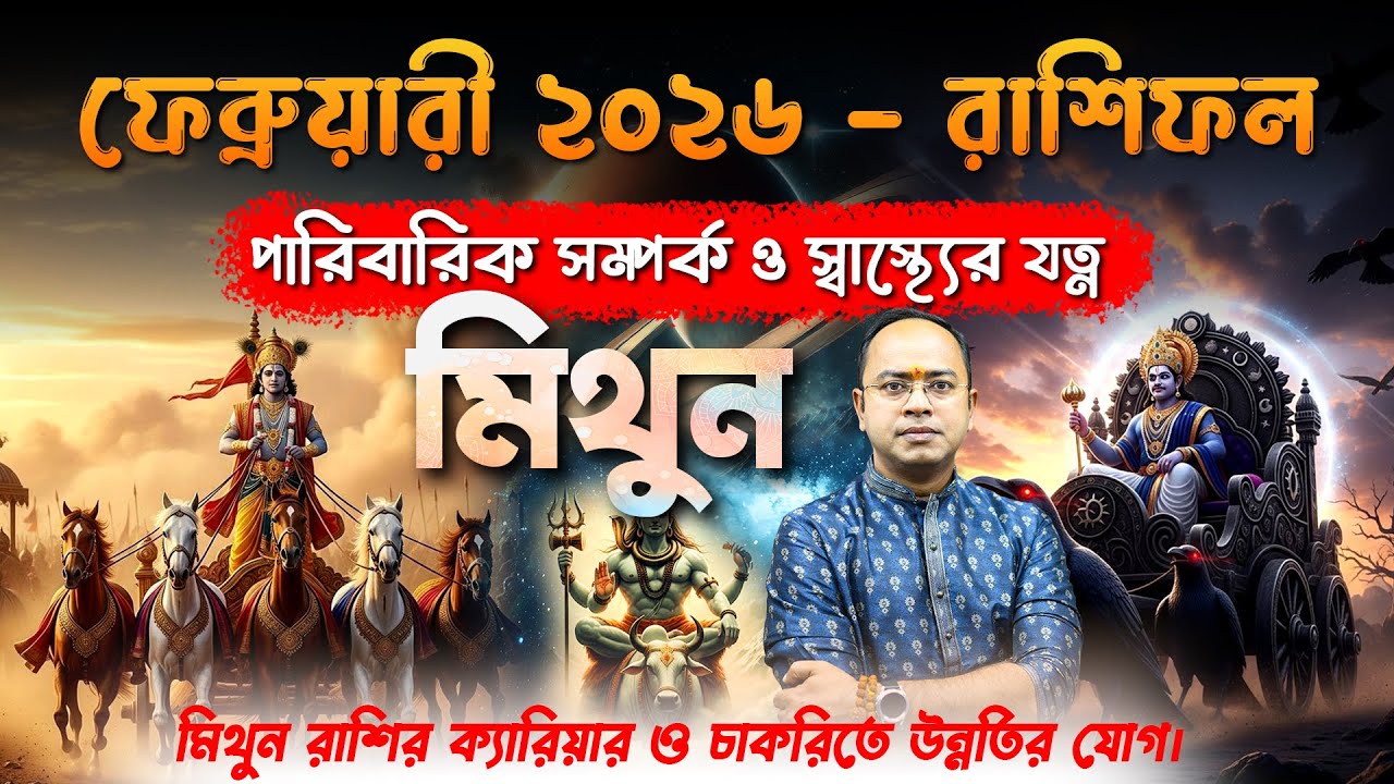 ২০২৬ সালের ফেব্রুয়ারী মাস মিথুন রাশি | পারিবারিক সম্পর্ক ও স্বাস্থ্যের যত্ন। Santanu Dey