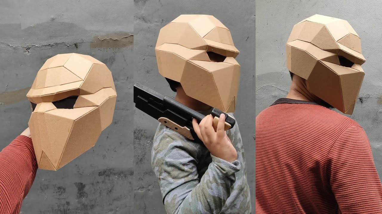 Helm tactical tengkorak Dari Kardus. DIY Kerajinan Tanpa Plastik!