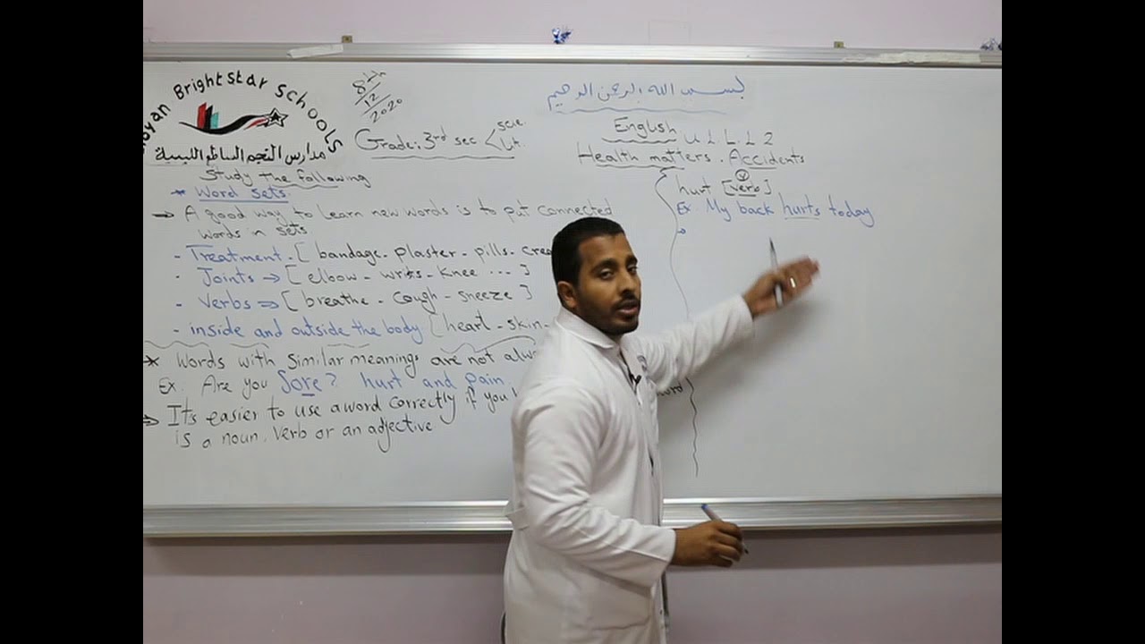 مادة اللغة الأنجليزية للصف الثالث الثانوي العلمي والأدبي  / Unit 1- L1 - Health matters accidents