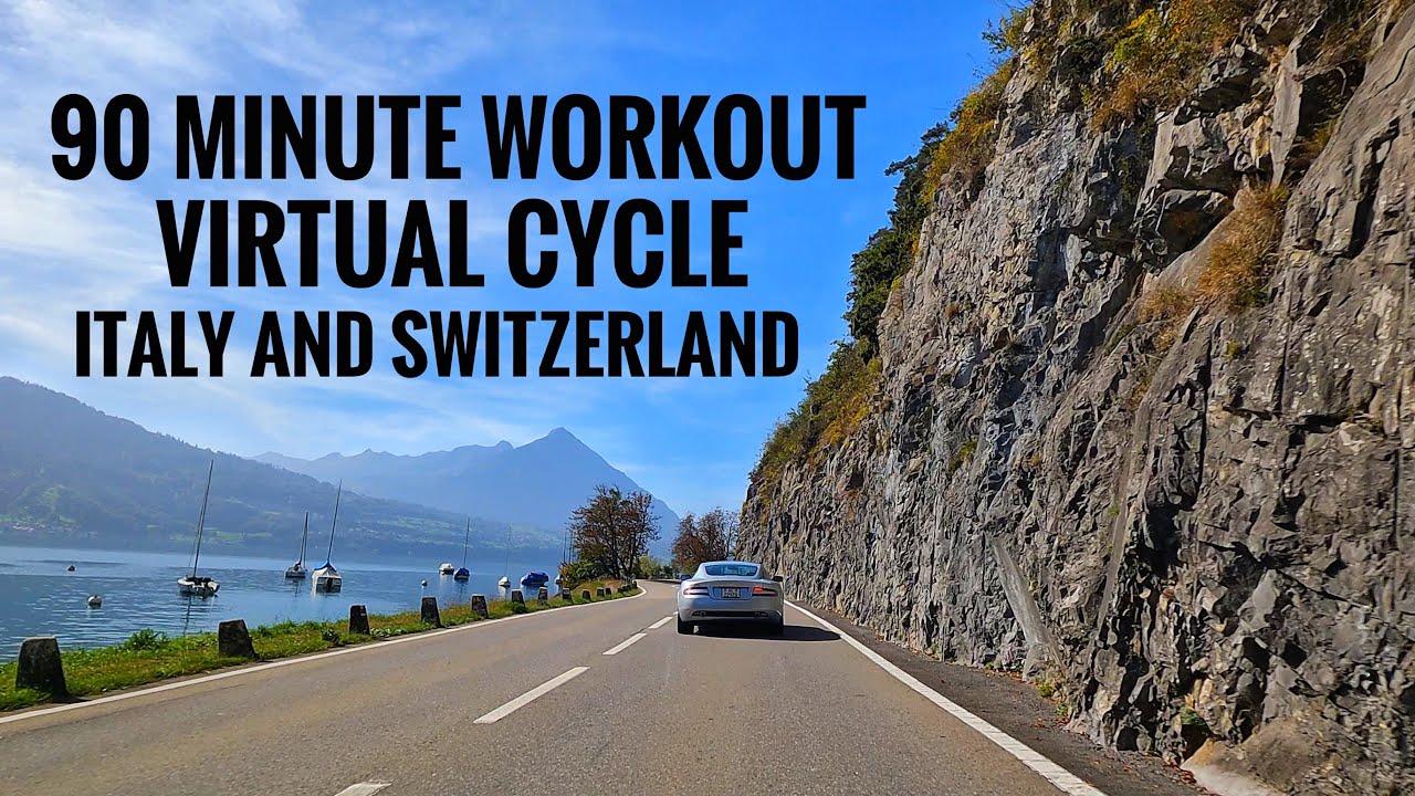 90 Minute Indoor Cycling Videos With Music | Virtual Bike Ride Around  Italy and Switzerland