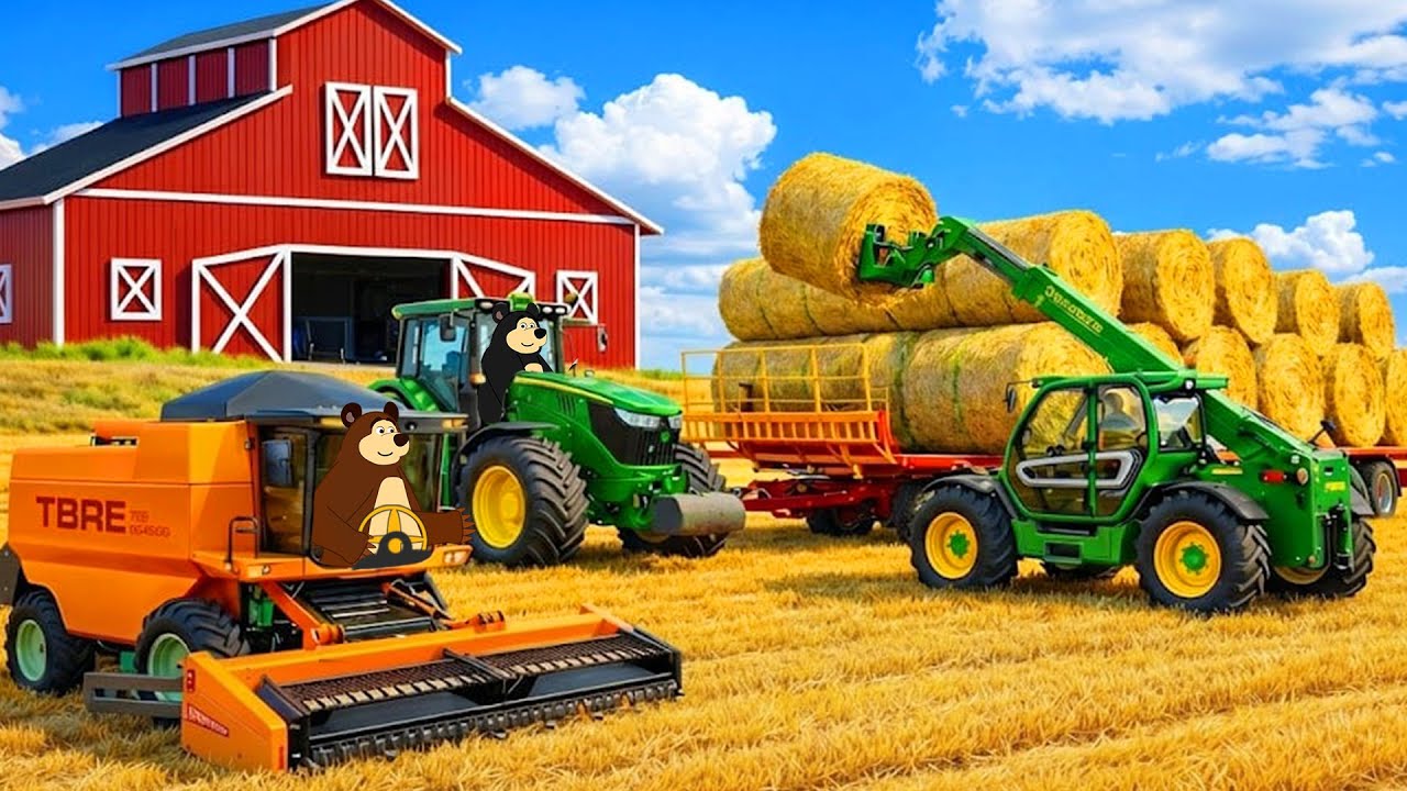 Farm Work Day: Hay Transport, Wooden Bridge Repair & Fruit Delivery | Real Farm Animation