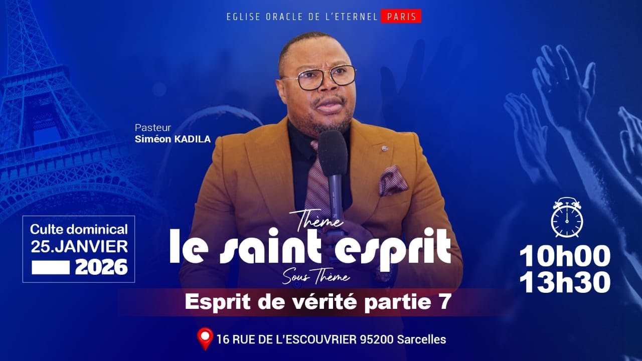 Culte dominical 25/01/2026 T hème : Le saint esprit S/T : Esprit de vérité ( partie 7 )