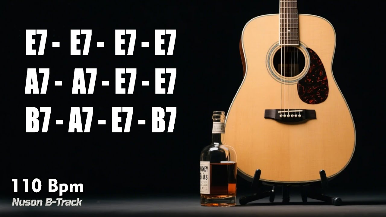 City Lights Blues Groove Acoustic Guitar Backing Track in E | 111