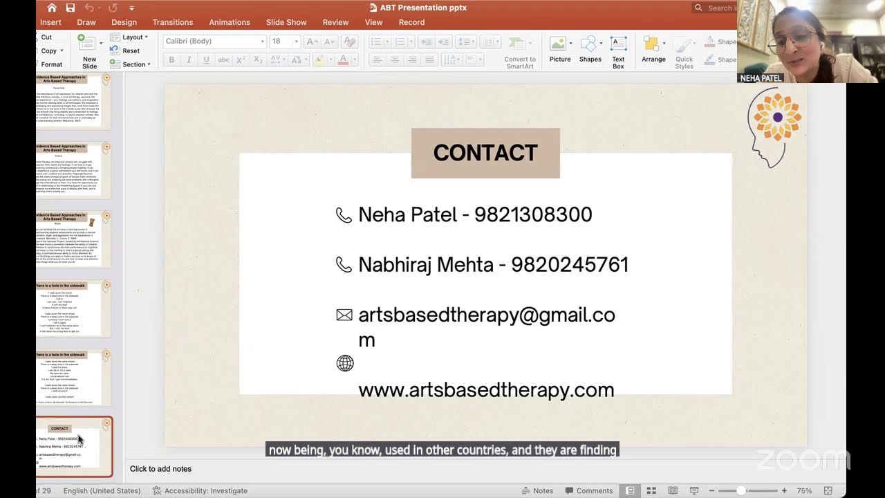 Lecture Presentation on Arts Based Therapy