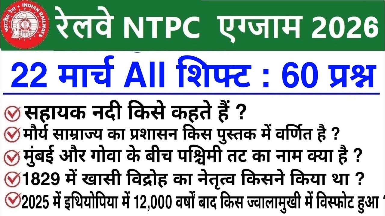 RRB NTPC Review All Shift 22 March 2026 | RRB  NTPC Exam Analysis today |RRB NTPC Exam Analysis 2026