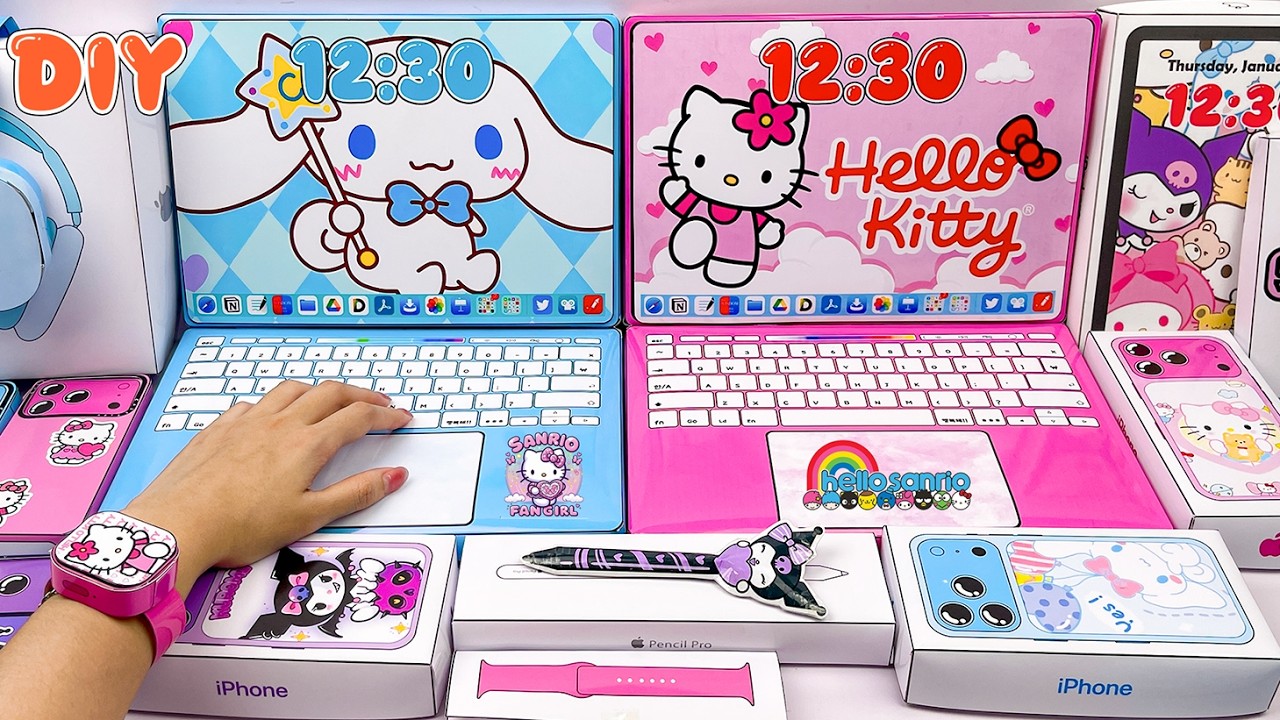 ASMR Paper DIY ✨ Sanrio Cinnamoroll & Hello Kitty Apple Tech | Mystery Blind Bag Unboxing | Ep 25