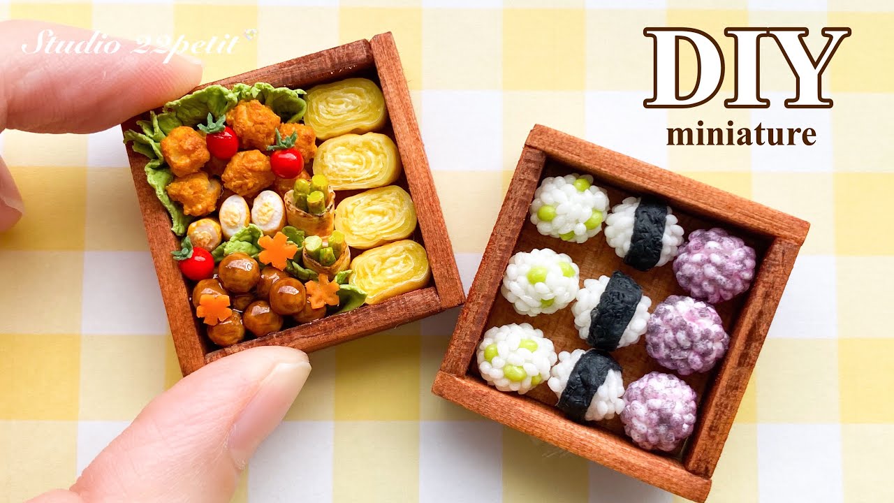 【樹脂粘土】ミニチュアのお弁当を作りました DIY Miniature Bento(Lunch box)/air dry polymer clay/fakefood【ミニチュアフード】