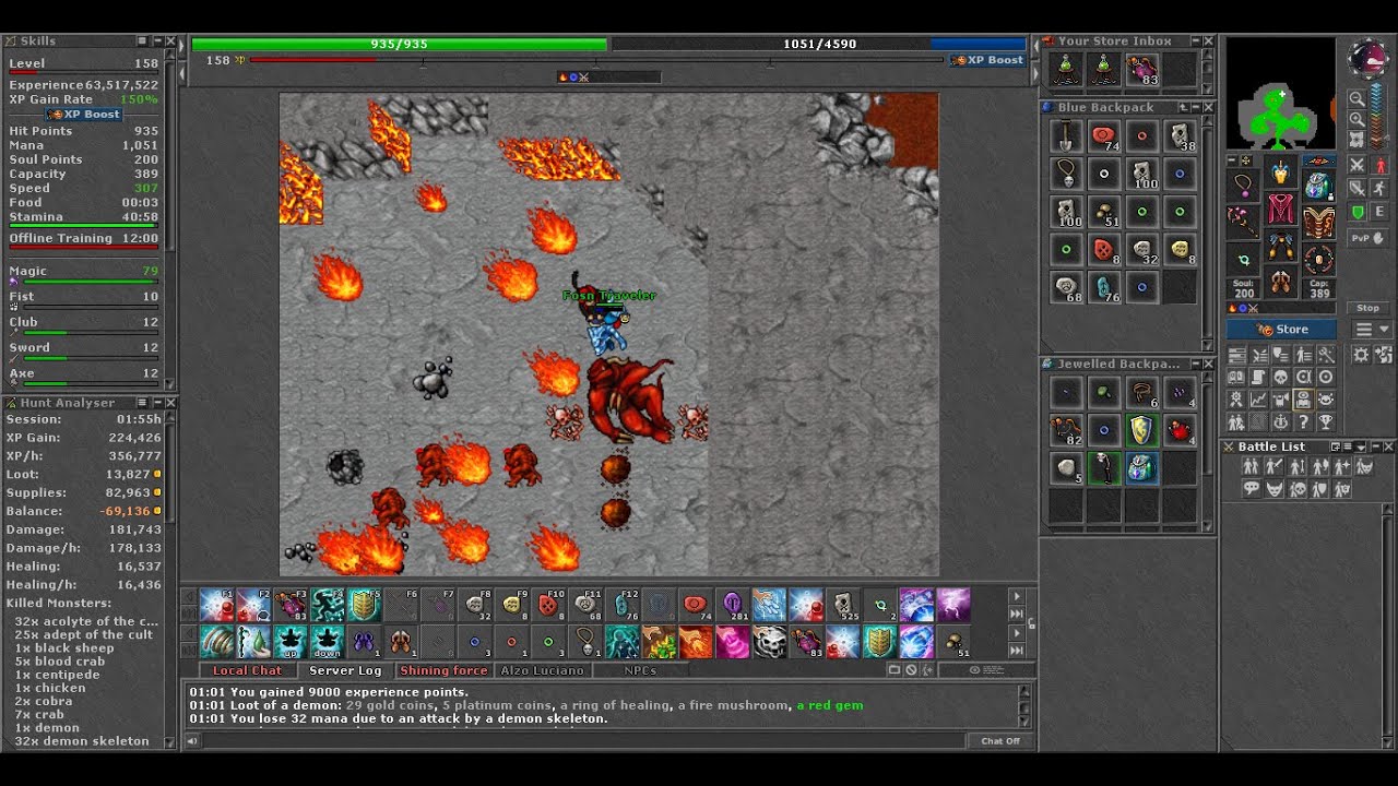 First Demon Solo Hunt - Goroma - MS 158 Tibia