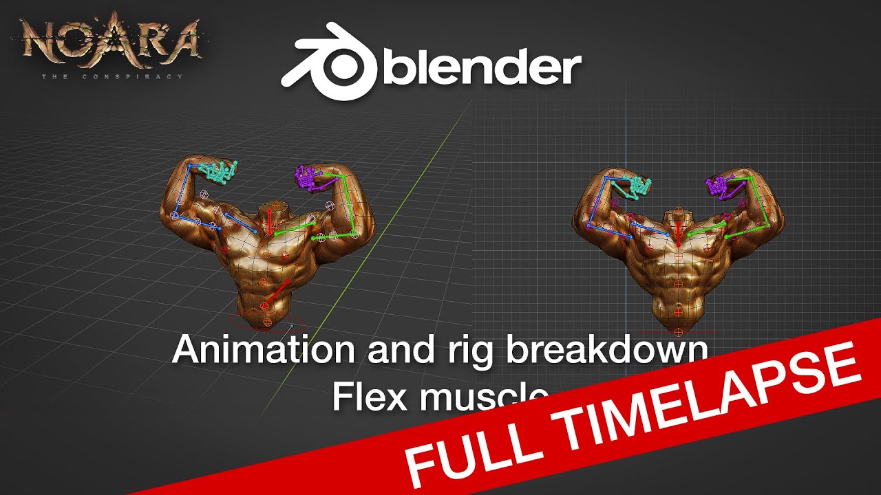 BLENDER - Muscle Flex Rig and Animation - Full Timelapse