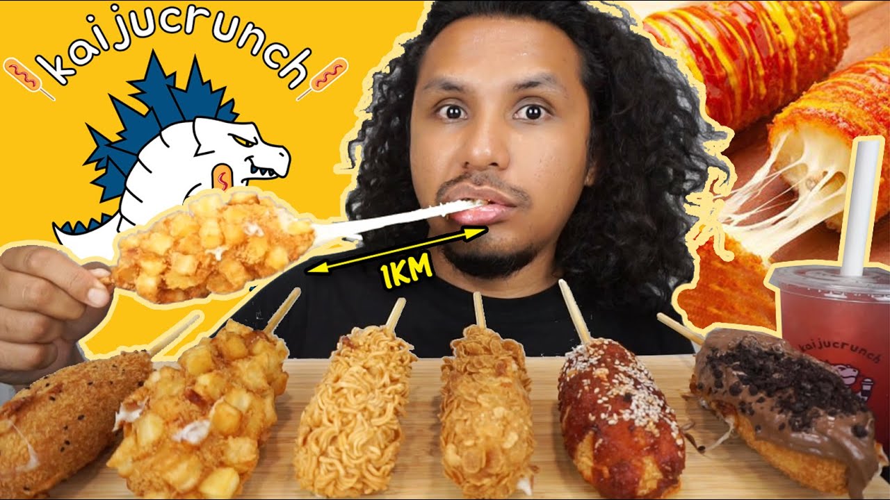 CORN DOG CHEESE TARIK ke bulan (mukbang malaysia) KOREAN STREET FOOD