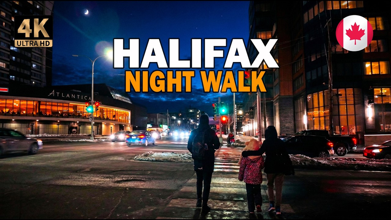 Halifax Quinpool Street 4k video Winter Walk Evening 2026 | Ambience city | Nova Scotia Canada