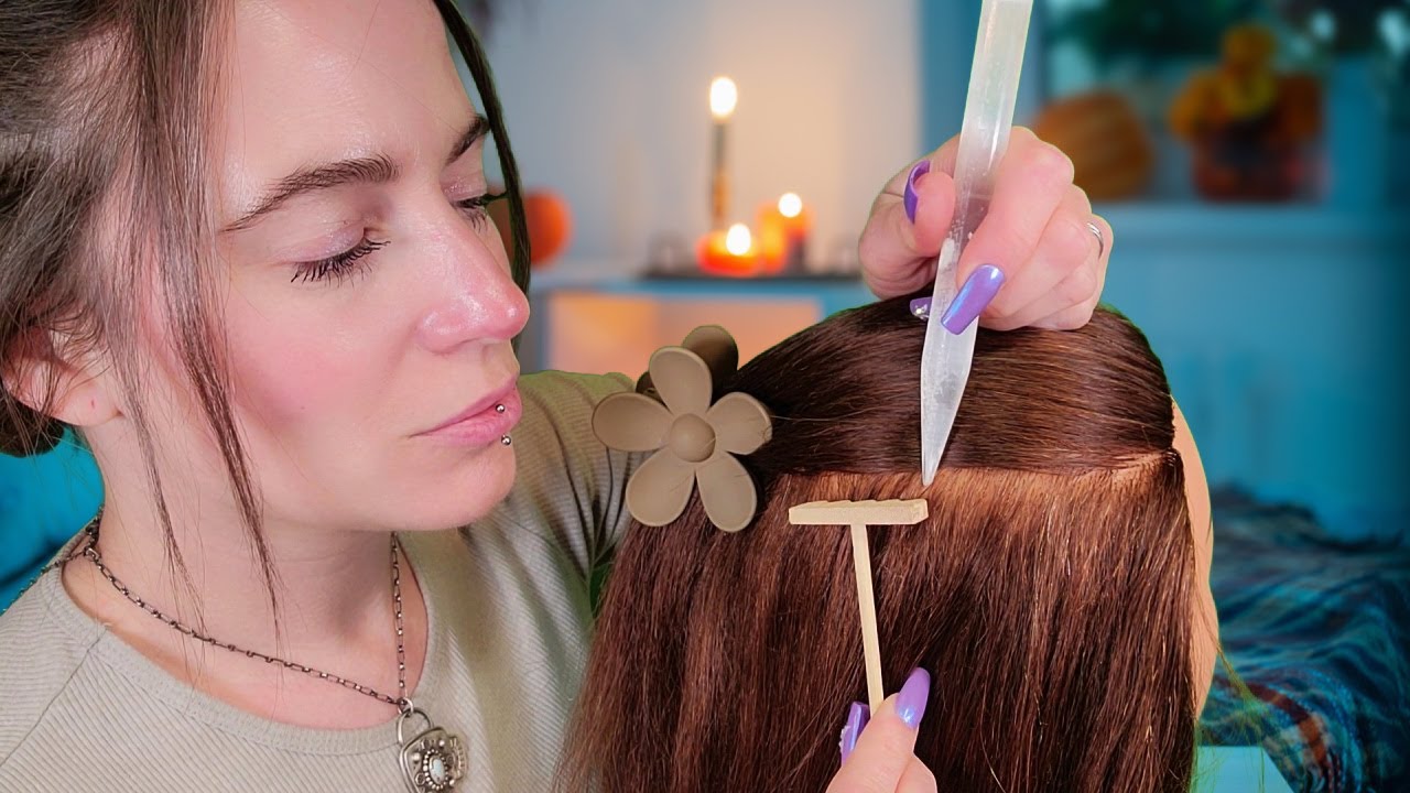 ASMR - Sleepy Hair Play, Hair Parting, Scratching, Brushing