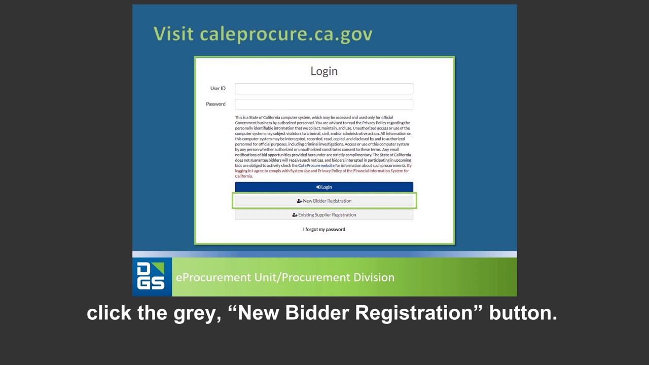 5 Steps to Bidder Registration with Cal eProcure