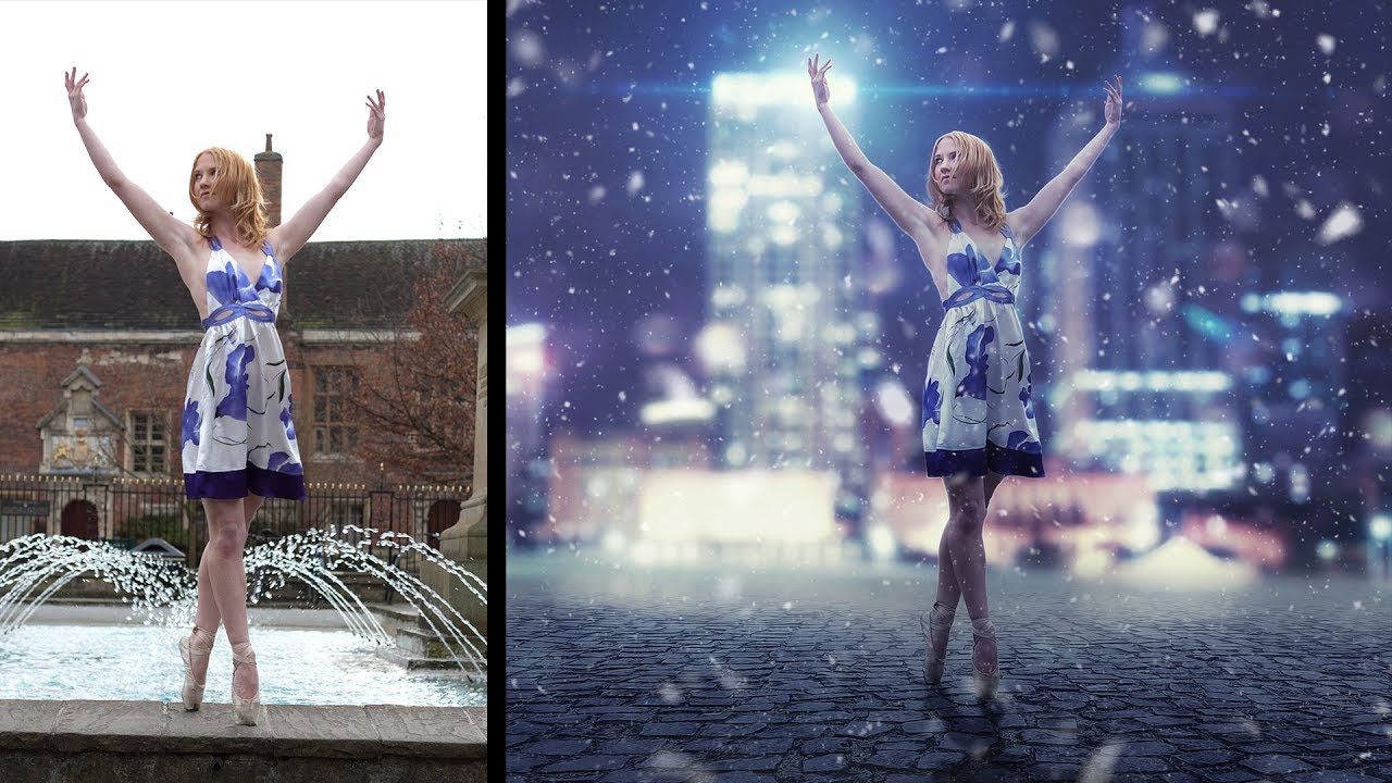 Change Background | Mixing Color Grading with Snow Effect - Photoshop Tutorial