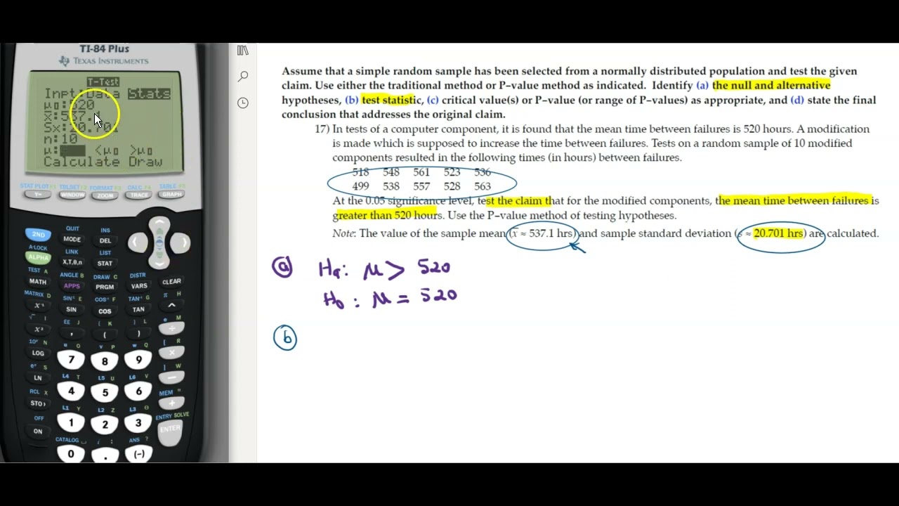 Hypothesis Testing using TI-84 Calculator