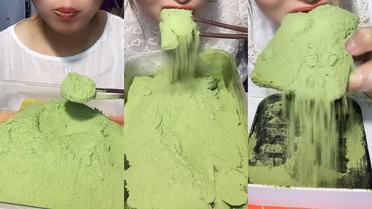 얼음ASMR HEAVY GREEN MATCHA POWDER ICE EATING SOUNDS 💚🍵 THIN ICE CRUNCH 녹차 | Матча | 抹茶 | ماتشا
