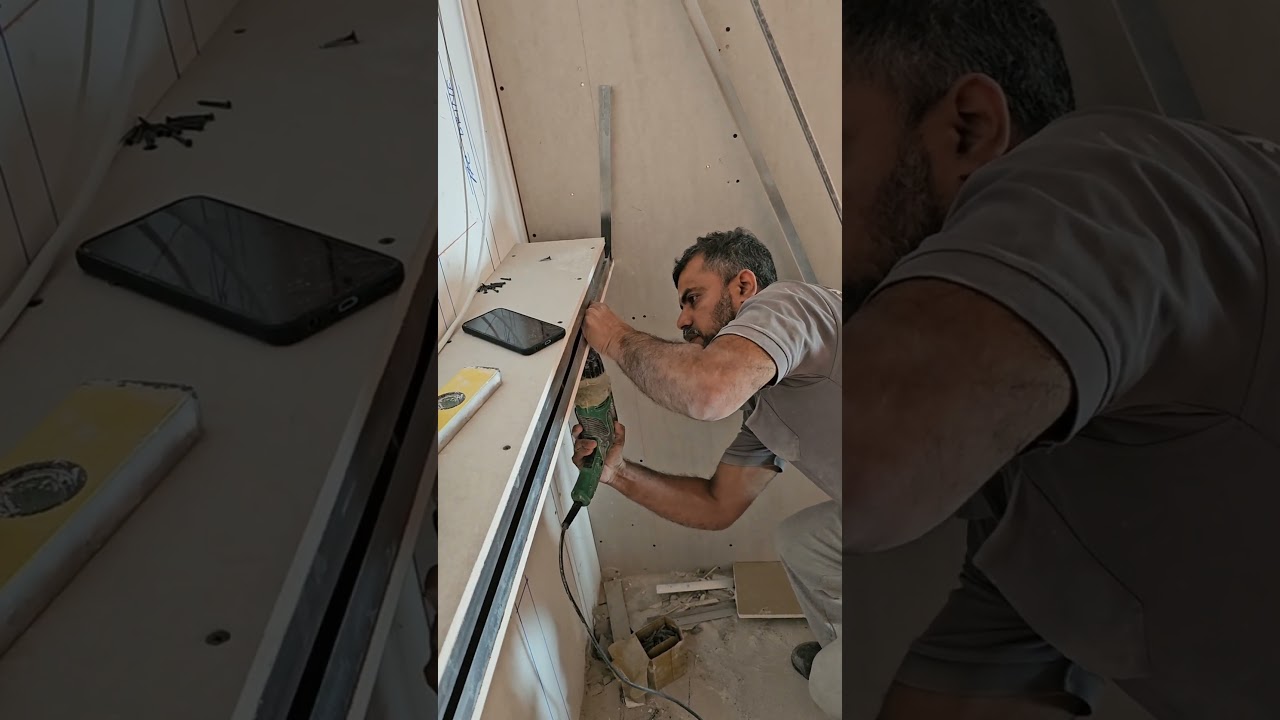 gypsum board/ shelf preparation #wall #board work #gypsum work#fix