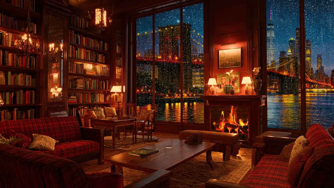 Rainy Bridge View Cafe ☕ Cozy Ambience for Study & Reading | Rain Sound