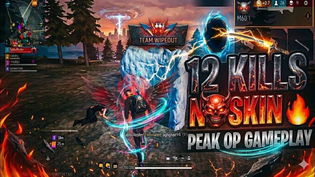 12 KILLS ON PEAK 😈 NO GUN SKIN OP GAMEPLAY | FREE FIRE MAX