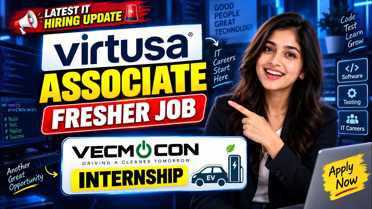 Virtusa Associate Job 2026 🚨 | Freshers Hiring | Vecmocon Internship 2026 | Latest Jobs