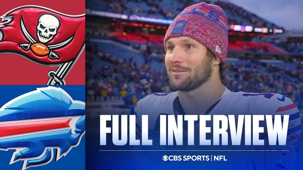 Josh Allen talks about his helmet getting stuck with Gabe Davis' on the Bills' sideline 🤣