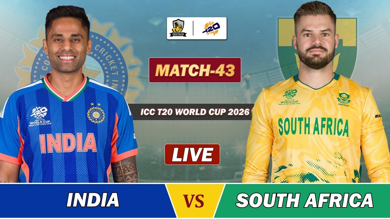 INDIA VS SOUTH AFRICA ICC T20 WC 2026 MATCH 43 LIVE | IND VS SL LIVE COMMENTARY