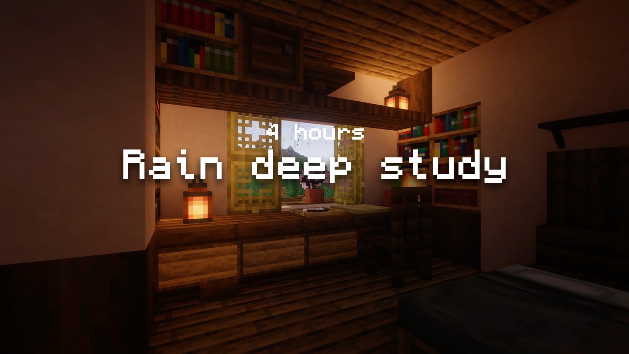 Rainy Day in Minecraft 🌧️ 【4時間】 勉強のための音楽 - Calm Music for Deep Study