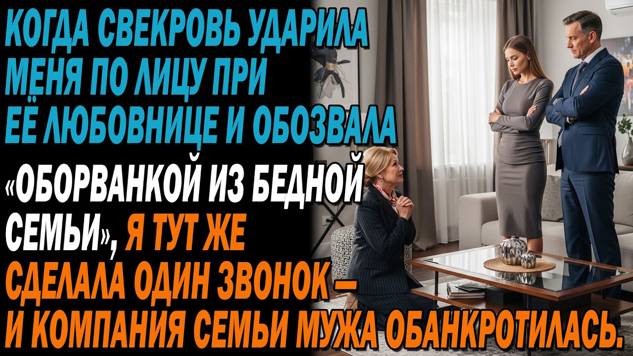 😡Свекровь при любовнице ударила меня и оскорбила семью—я сразу сделала шаг,о котором они пожалели