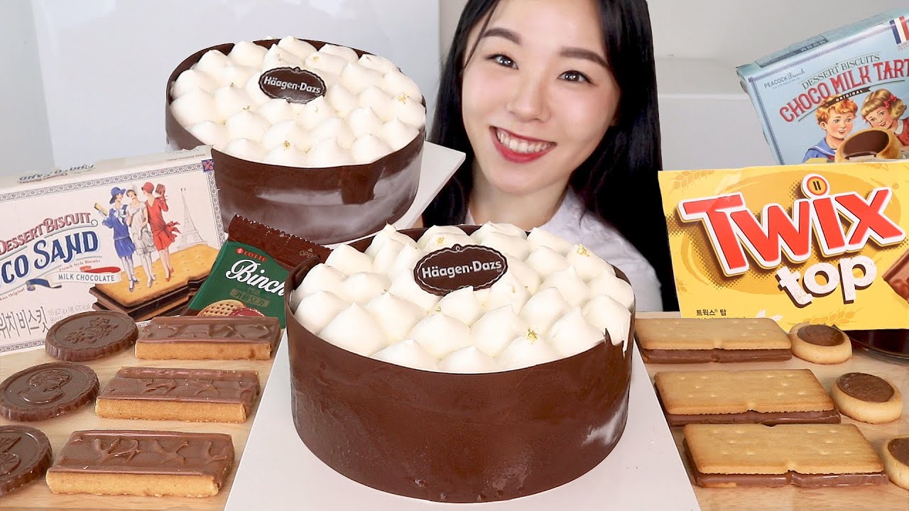 SUB) ASMR Шоколадный десерт Мукбанг 🍫 Häagen-Dazs Мороженое Торт Печенье Хлеб Пирог Twix