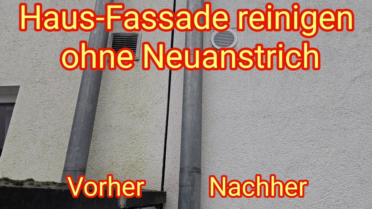 Haus-Fassadenreinigung ohne Neuanstrich - Grünbelag entfernen, Grünbelagentferner, Algenentfernung