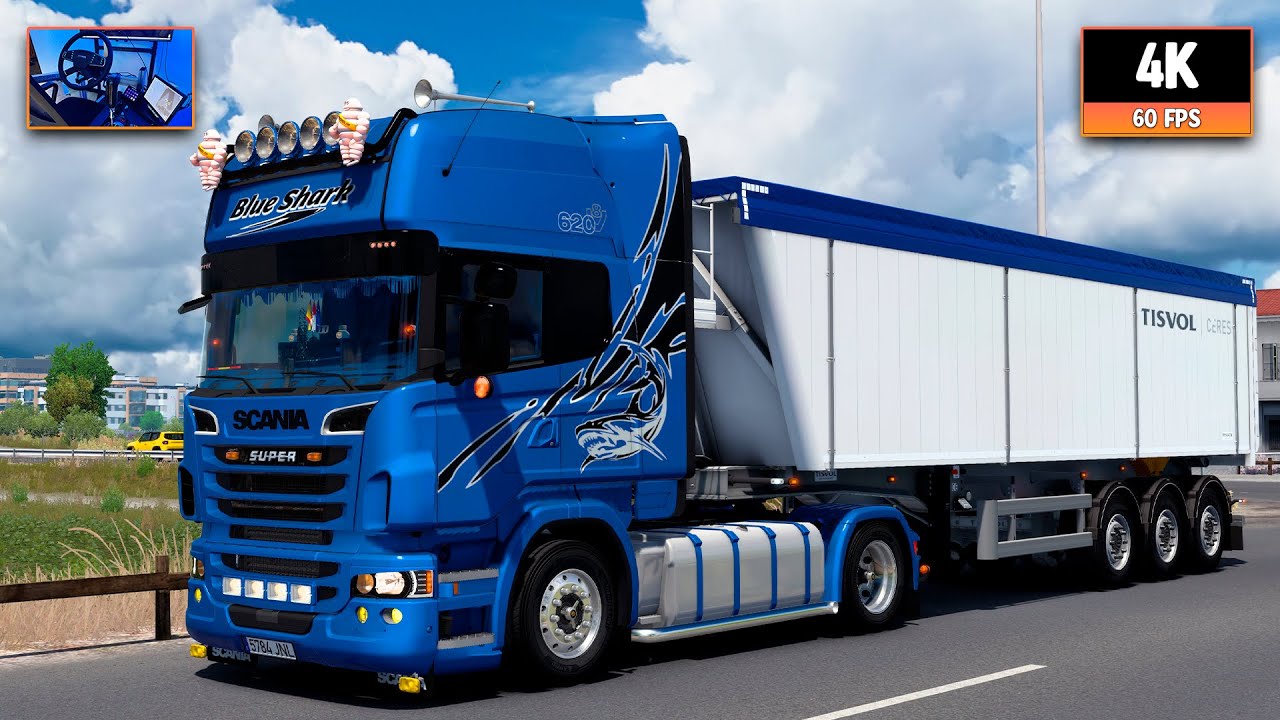 Scania R620 V8 open pipe | Teruel - Albacete | ETS2 4K + Wheel Cam