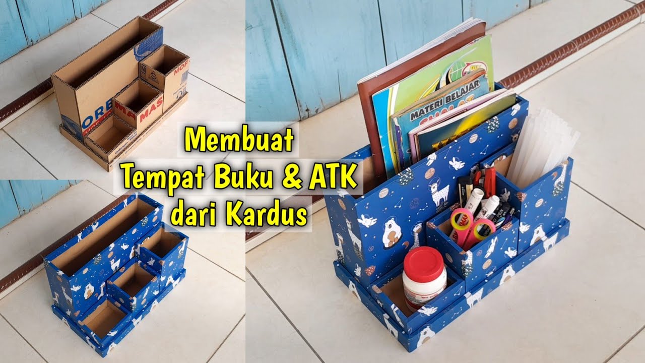 Cara Membuat Tempat Buku dan Pensil dari Kardus | DIY Desk Organizer