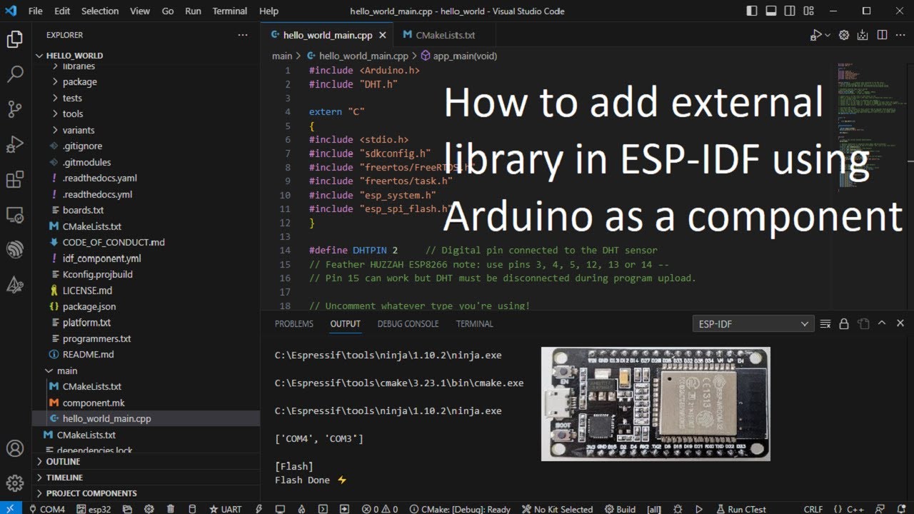 Как добавить внешнюю библиотеку в ESP IDF, используя Arduino как компонент с VS Code