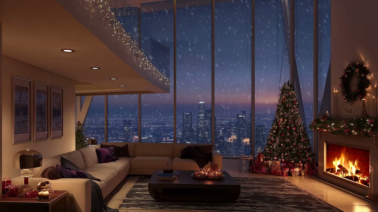 🎷 Chill Christmas Jazz Night | 3 Hours Apartment Jazz with Snow View | Focus Study Calm Healing