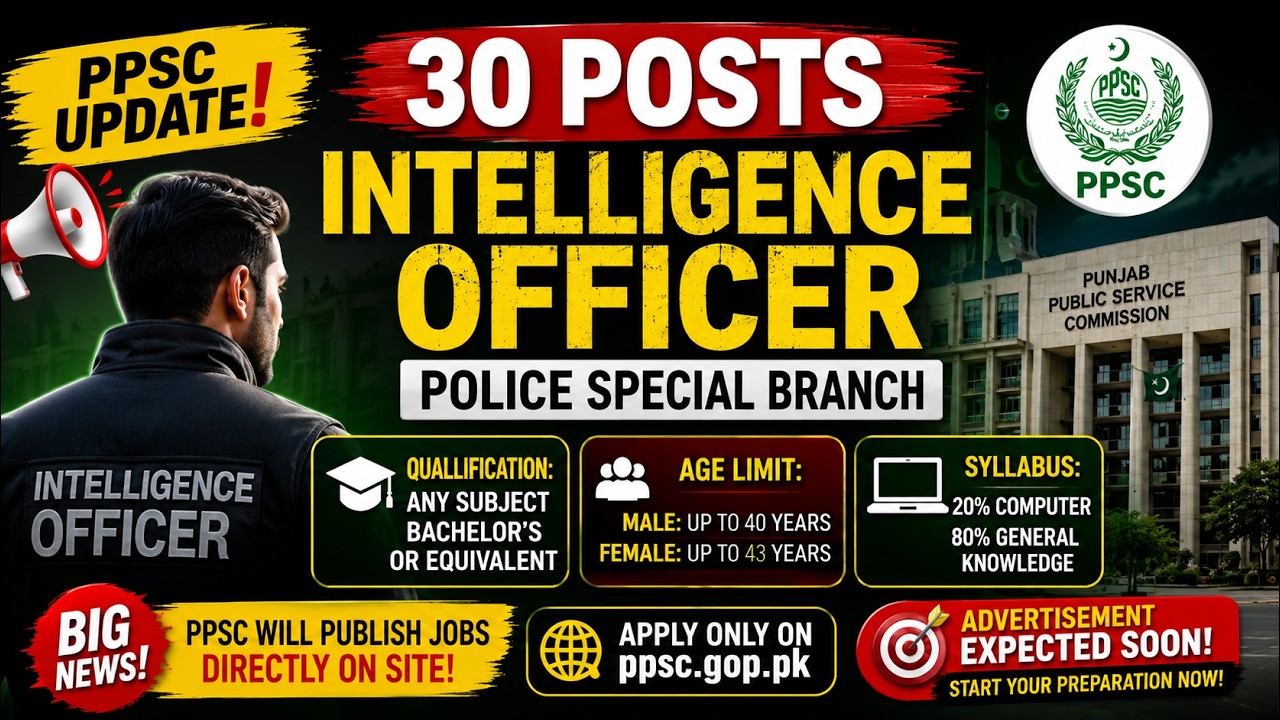 Intelligence officer jobs 2026| PPSC new jobs | ppsc jobs update| today ppsc jobs| upcomping jobs