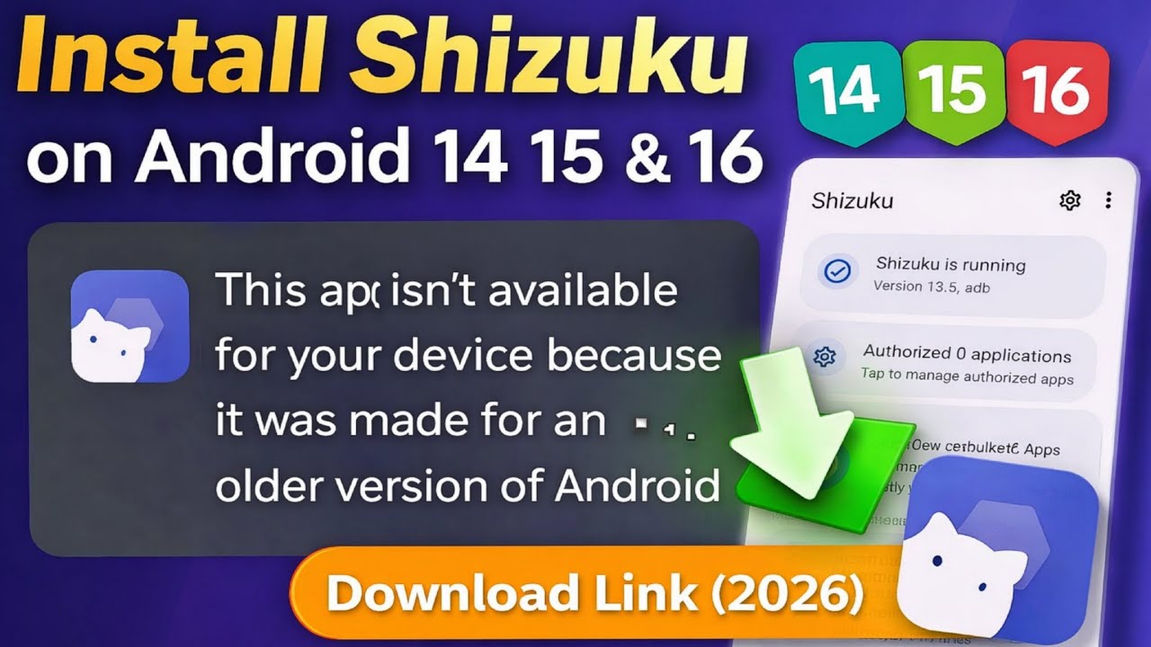 Как скачать Shizuku на Android 14, 15 и 16 ✅ Ссылка для скачивания (2026)