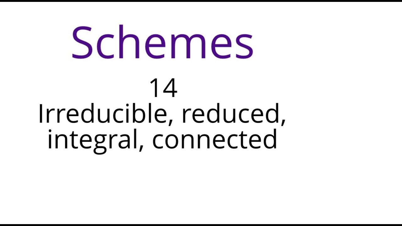 Schemes 14: Irreducible, reduced, integral, connected