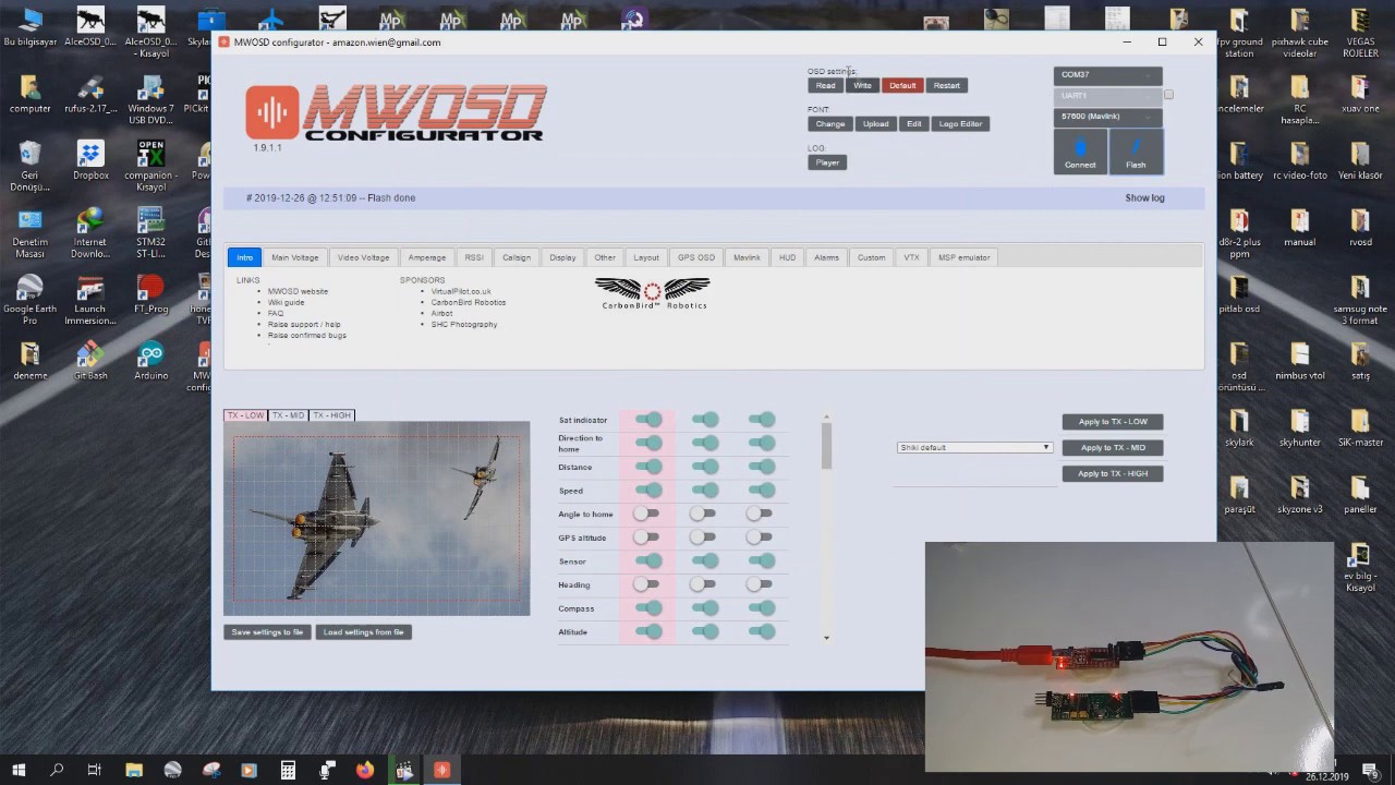 MWOSD Configurator 1.9.1.1 Flash to Mini OSD -- Pixhawk PX4