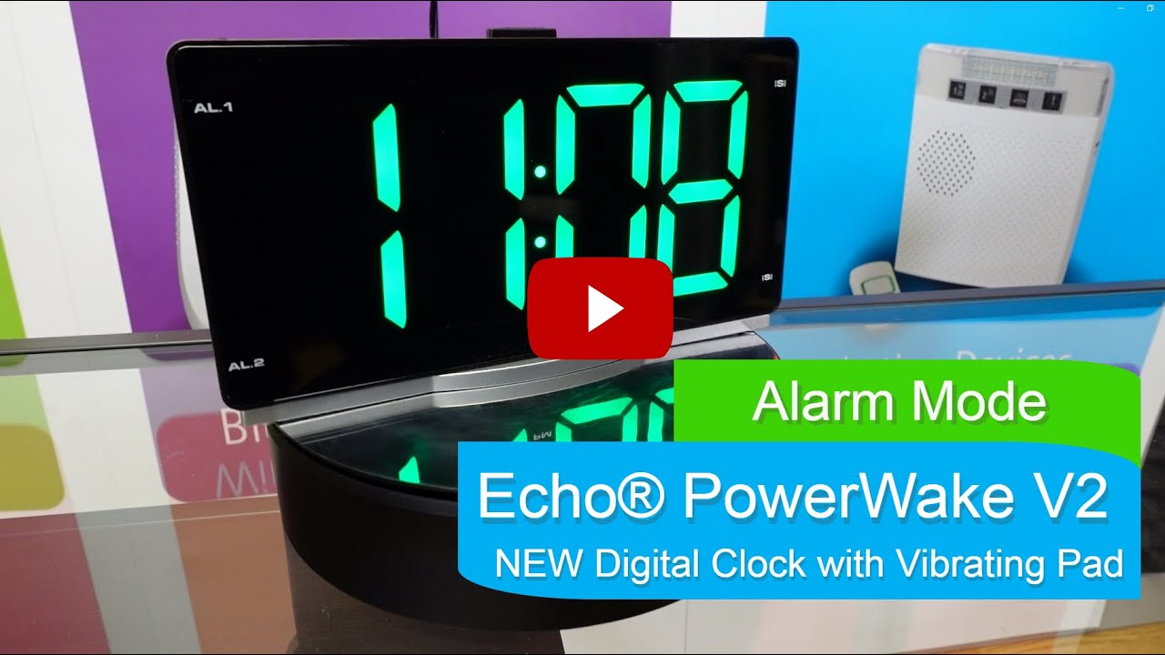 Echo® PowerWake Digital Clock for Hearing Impaired Hard Of Hearing ALARM MODE
