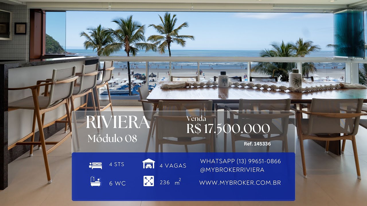 Apartamento pé na areia com 4 suítes no edifício Belvedere no módulo 08 da Riviera de São Lourenço