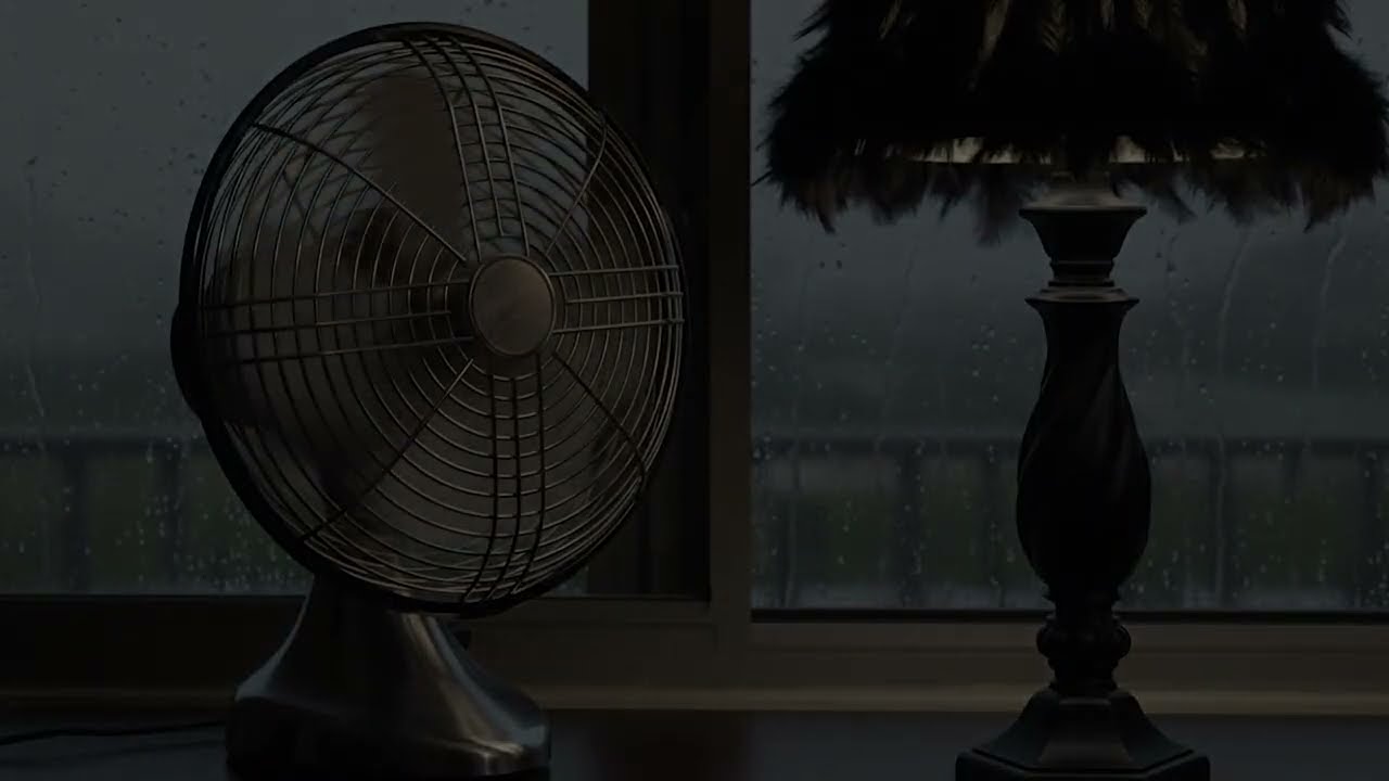 ► Medium Speed Box Fan Sound with Rain Ambience and Soft Thunder for Sleeping All Night